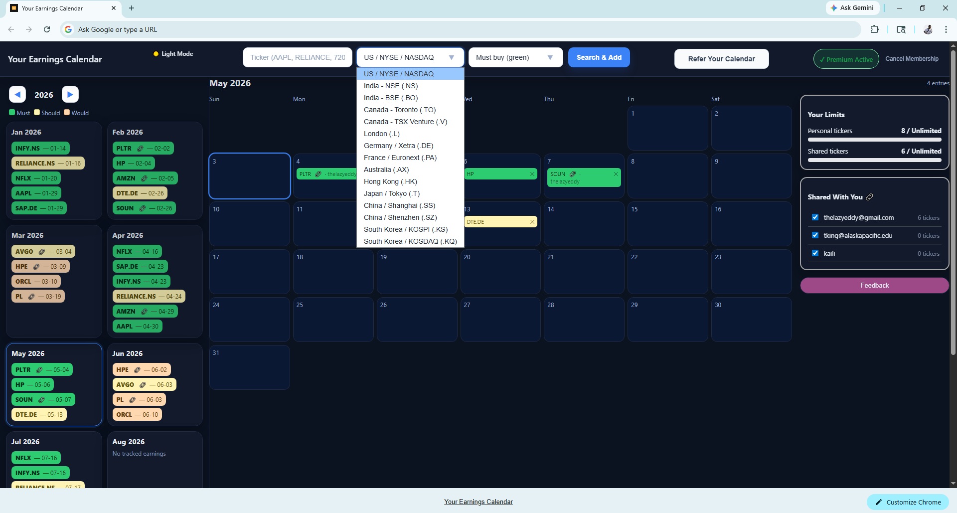 Share calendar screenshot
